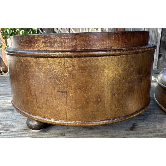 Vintage Burmese-Style Gold Wooden Lidded Bowl - Picture 8 of 12